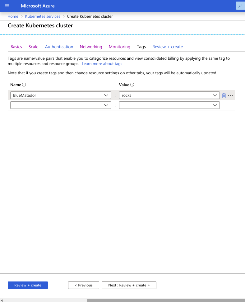 Tagging your AKS cluster
