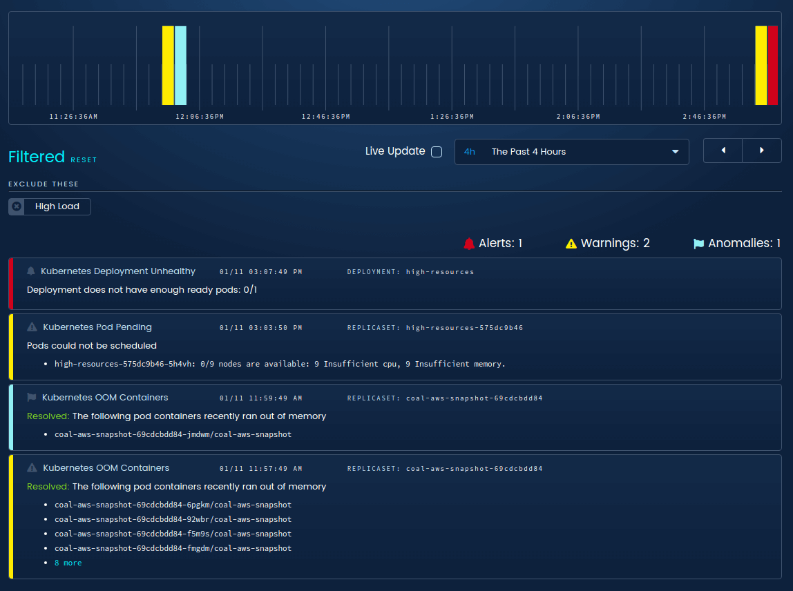 Blue Matador detects Kubernetes events