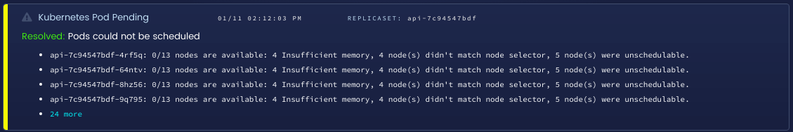 FailedScheduling detected in Blue Matador