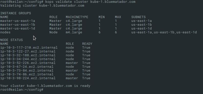 kops validate cluster output