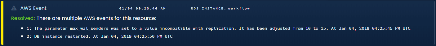 Blue Matador automated warning for hidden RDS configuration events
